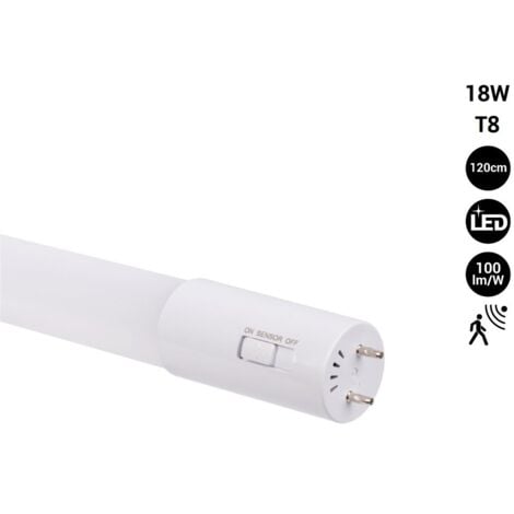 Tube LED T8 120cm 18W avec détecteur de mouvement micro-ondes - 100lm/w -  6000K