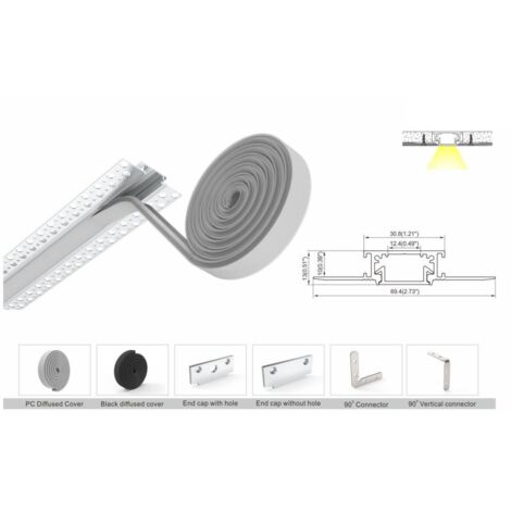 Diffuseur noir pour profilé aluminium d'intégration (2m)