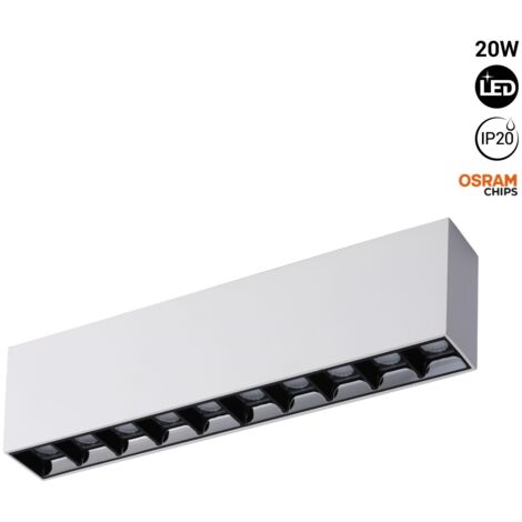 Spot LED linéaire de surface blanc - 20W - UGR18 - IRC90 - OSRAM - Blanc Neutre