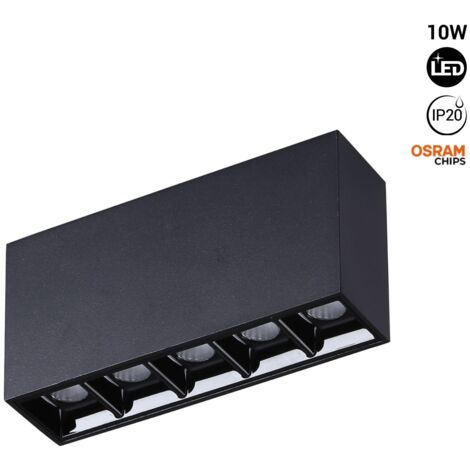 Spot LED linéaire de surface blanc - 10W - UGR18 - IRC90 - Puce - Blanc Chaud - Noir