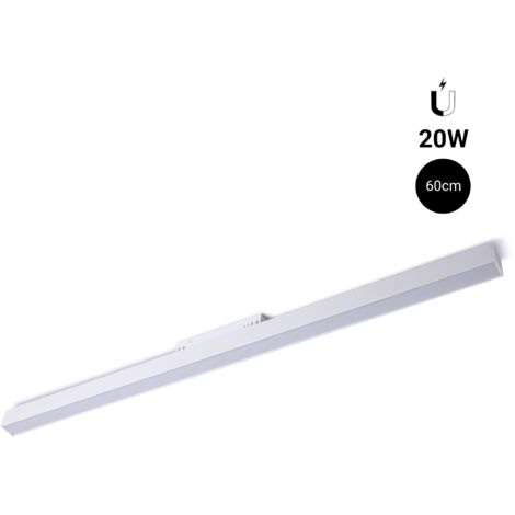 Spot LED linéaire opale sur rail magnétique 48V - 20W - Blanc - Blanc Chaud
