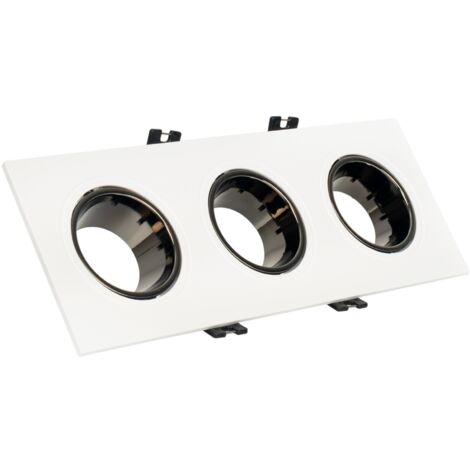 Collerette downlight carrée triple orientable GU10 / MR16 - - Gris-Blanc (1/5)