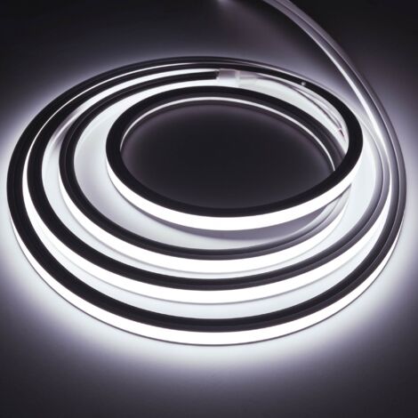 Néon LED flexible monochrome 24V DC - 10x10mm - 5 mètres - Kit - Blanc Froid