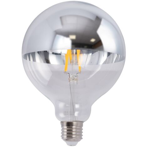 Ampoule LED globe miroir argenté E27 G125 - 6W - 3000K - Blanc Chaud - Blanc Froid
