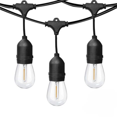 Barcelona Led – Guirlande lumineuse d'extérieur 11,5 mètres – 10 ampoules LED S14 1W – Lumière blanche chaude 2700K – Indice de protection IP44