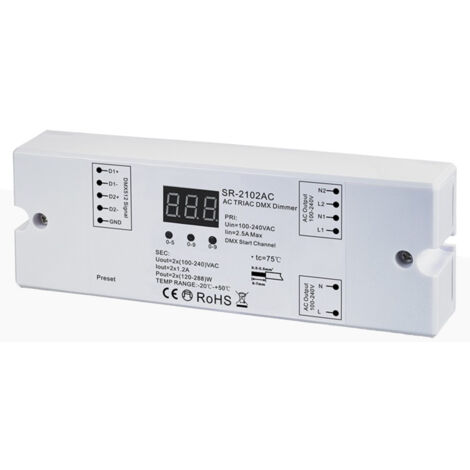 Contrôleur AC TRIAC monochrome - DMX Dimmer - 2 canaux 1,2A/ch -