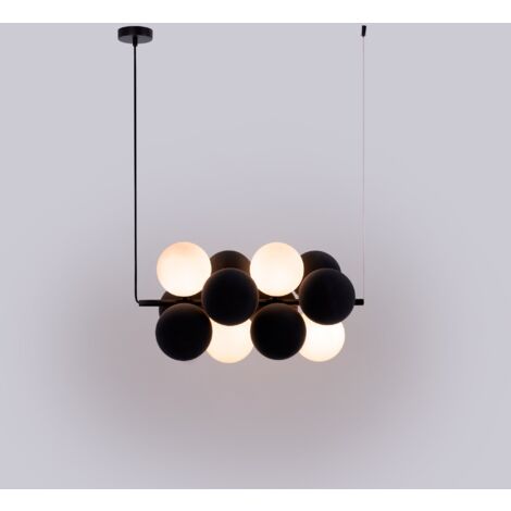 Suspension acoustique horizontale "DRAC" - 4 globes lumineux et - Gris (1/5)