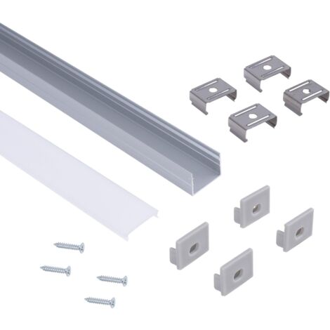 Profilé en aluminium pour ruban LED avec diffuseur - Surface - - Argent