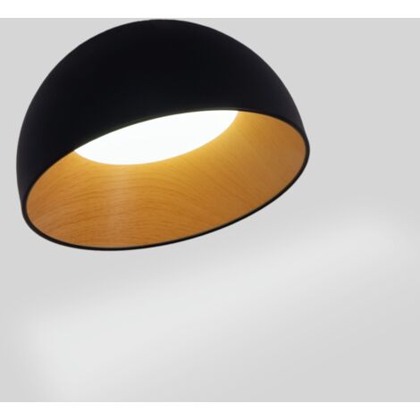 Plafonnier LED incliné CCT 12W - Effet bois - ø35cm - Noir