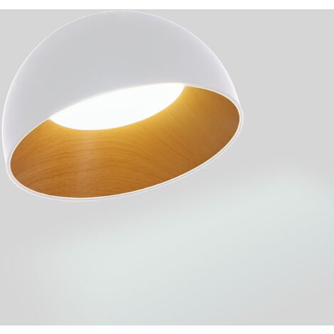 Plafonnier LED incliné CCT 12W - Effet bois - ø35cm - Blanc