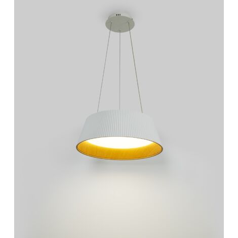 Suspension LED CCT 24W - Effet bois - ø46cm - Blanc (1/5)