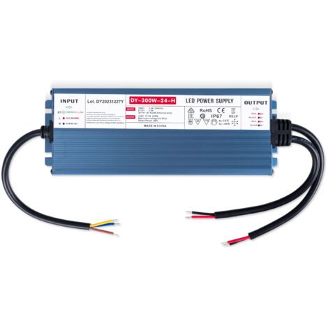 Barcelona Led – Alimentation LED 24V étanche 300W – 12.5A – IP67 pour utilisation extérieure – Résistante à l'humidité et à la poussière