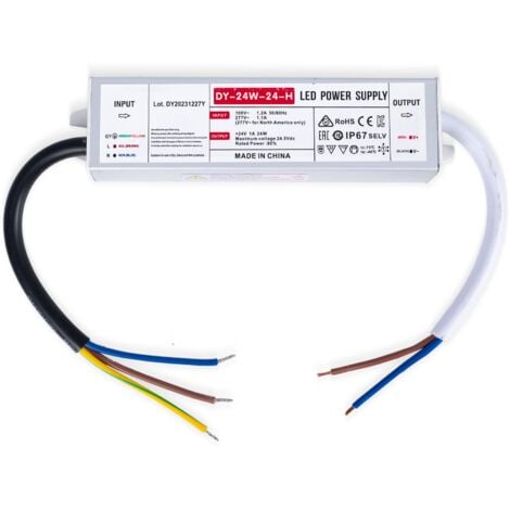 Alimentation LED 24V étanche 24W extra-plate - 1.0A - IP67
