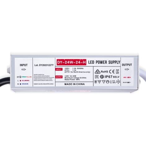 Alimentation LED 24V étanche 24W extra-plate - 1.0A - IP67