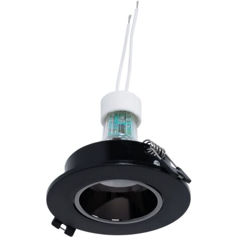 Kit Collerette spot encastrable Ø90mm (noir/gris) + Ampoule GU10 - Blanc Chaud