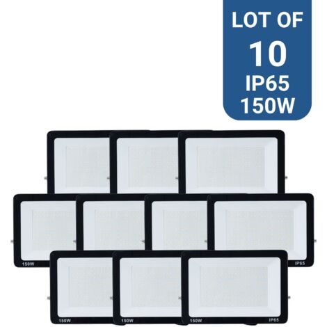 Barcelona Led – Lot de 10 projecteurs LED extérieur 150W – 95lm/W – IP65 étanche – Blanc froid 6000K – Angle d'ouverture 120°