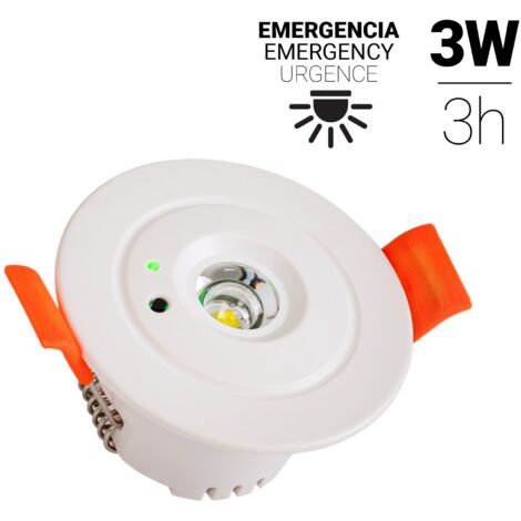 Barcelona Led – Éclairage de secours encastrable 3W – Autonomie 3h – Luminosité 250 lumens – Éclairage blanc froid 6000K – IP20 pour bureaux et hôtels