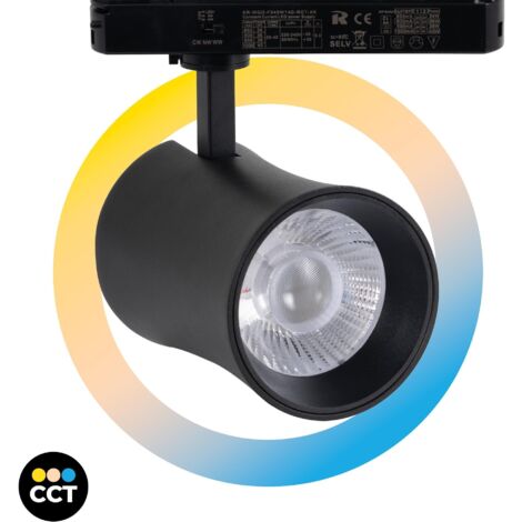 Spot LED architectural pour rail monophasé - CCT - 40W - CRI 90 - Noir
