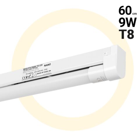Barcelona Led – Kit réglette LED T8 60cm – Tube 9W blanc neutre – Remplace tubes fluorescents – Installation facile avec accessoires inclus