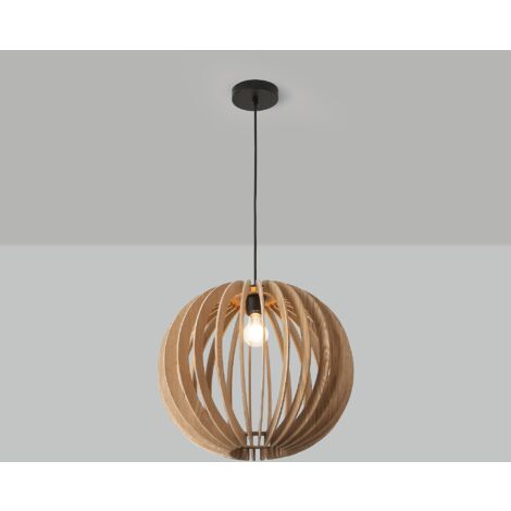 Barcelona Led – Lampe suspendue en bois MDF 'Burma' – Ø 45cm – Culot E27 – Hauteur réglable pour ambiance chaleureuse