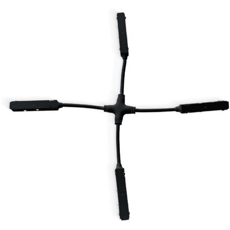 Connecteur électrique en X pour rail magnétique 20mm - Noir