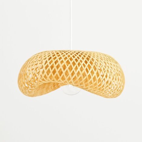 Suspension en osier "FREY" - E27 - Blanc boho chic