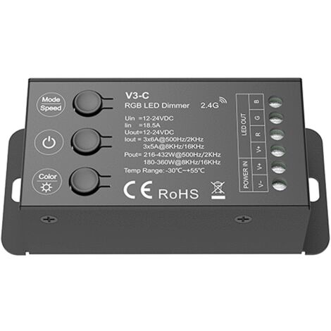 Contrôleur RGB 12-24V DC - 3 canaux - 2.4GHz RF et contrôle