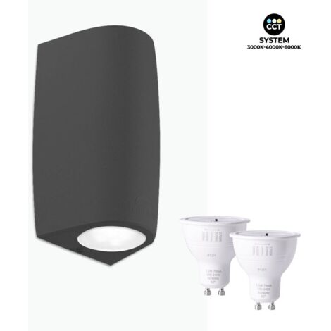 Applique murale Fumagalli "Double Marta" CCT GU10 2 x 4,5W IP55 - Noir (1/5)