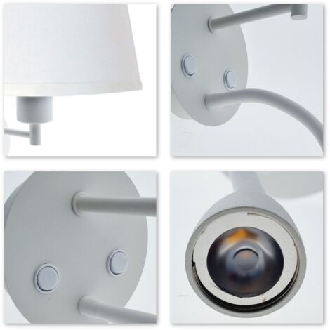 Applique murale "PAIR" E27 avec liseuse LED 3W - Blanc