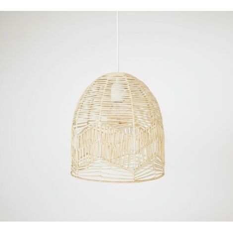 Suspension en osier "NORMA" - Ø45cm - E27 - Blanc boho chic