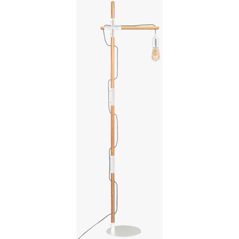 Barcelona Led – Lampe sur pied en bois naturel – Aluminium – Culot E27 – 410 x 1640 mm – Voltage 220-240V – Indice de protection IP20