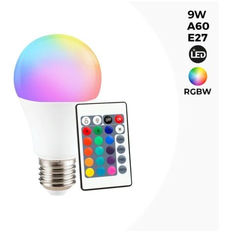 Ampoule LED RGB avec télécommande E27 9W 