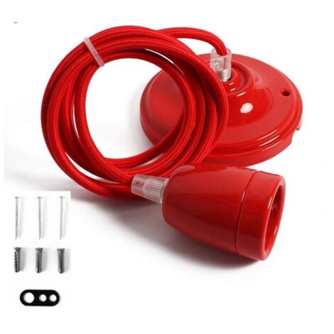 Barcelona Led – Lampe suspendue en céramique E27 – Câble textile 100 cm – Rosace avec sorties latérales – Décoration intérieure moderne