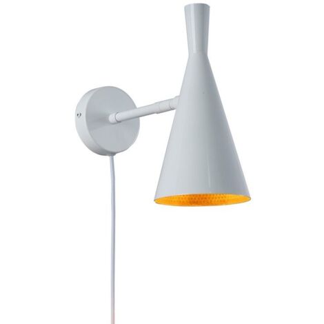 Applique murale scandinave orientable avec interrupteur et prise - Blanc