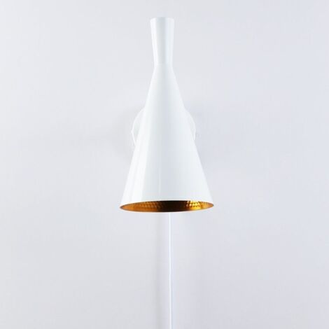 Applique murale scandinave orientable avec interrupteur et prise - Blanc