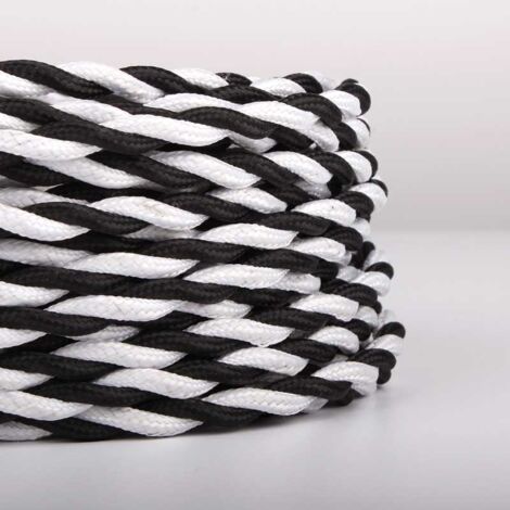 Câble tressé recouvert d'un tissu à effet soie Couleur noir et (1/5)