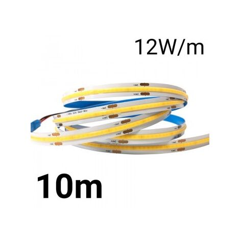 Barcelona Led – Ruban LED COB 24V 12W/m blanc chaud 2700K – 10mm – IP20 intérieur – Rouleau 10m avec support autocollant 3M