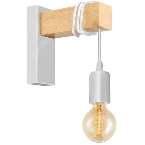 Barcelona Led – Applique murale LED en bois et métal – Douille E27 – 60W max – Design scandinave blanc – Pour intérieur moderne