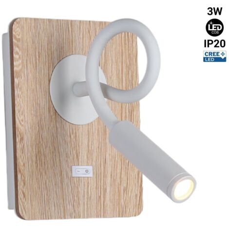 Barcelona Led – Applique liseuse flexible 'LONDON' – Puce CREE 3W – Blanc chaud 2800K – Bras flexible pour lecture – IP20 pour intérieur