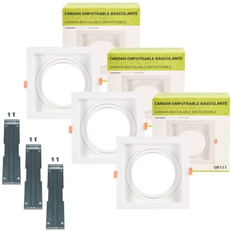 Pack x 3 - Collerette downlight carrée orientable type cardan - Blanc