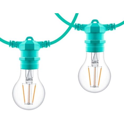 Barcelona Led – Guirlande lumineuse d'extérieur 10 mètres – IP44 – 10 douilles E27 – Espacement 1 mètre – Pour éclairage de patios et terrasses
