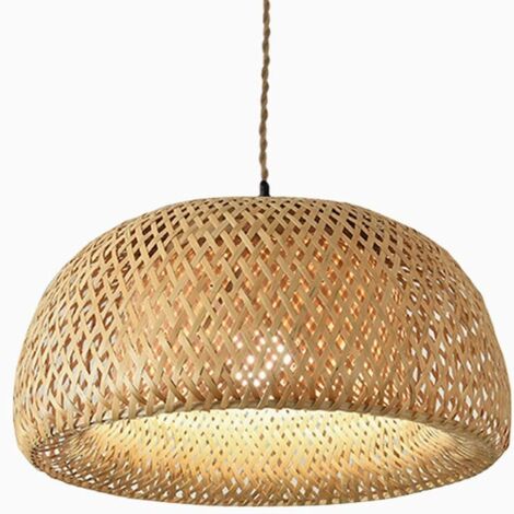 Barcelona Led – Suspension en osier 'Hanna' – Corde boho chic – Ø 450 mm – Hauteur réglable jusqu'à 1,3 m – Compatible ampoules E27 60W