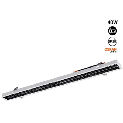 Linéaire LED encastrable 40W UGR18 Puces Osram - Blanc Chaud - Blanc (1/7)
