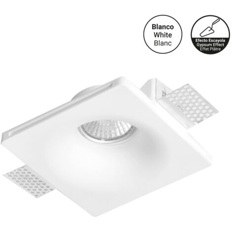 Barcelona Led – Support spot encastrable en plâtre pour ampoule GU10 – Puissance max 35W – Tension 220-240V – Dimensions 120x120x45mm – IP20