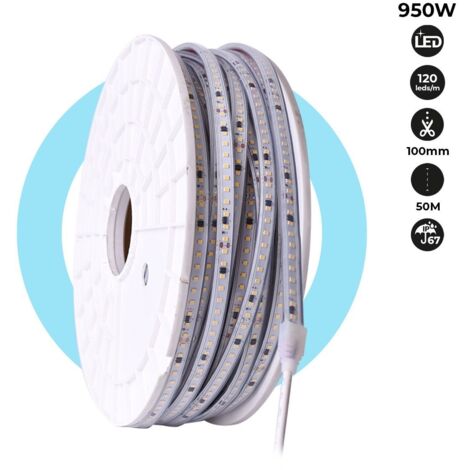 Ruban LED 220V - 950W (6000xSMD2835) 12mm - Extérieur : IP67 - - Blanc Froid