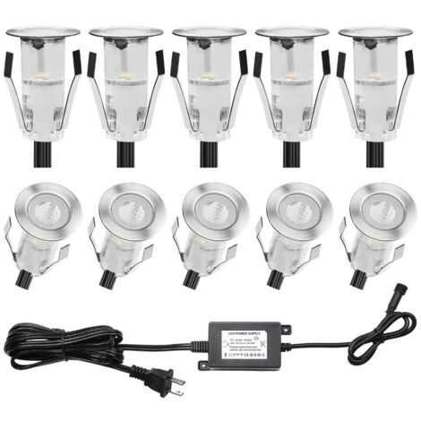 Barcelona Led – Kit de 6 spots LED encastrables sol IP67 0,4W 12V-CC – Acier inoxydable et polycarbonate – Lumière blanche chaude 3000K