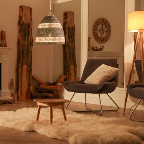 Suspension en osier "Ikken" - Blanc boho chic