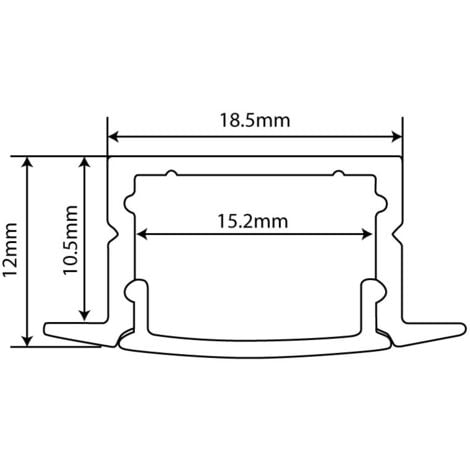 Profilé pour ruban LED jusqu'à 15mm de 2 mètres