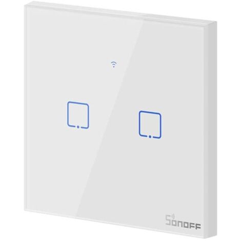 Double interrupteur tactile WiFi – Contrôle à distance via application eWeLink – Design en verre trempé – Compatible Alexa et Google Home – Sonoff (1/8)