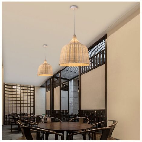 Barcelona Led – Suspension d'extérieur en osier naturel Ø360mm – Culot E27 – Indice de protection IP20 – Tension 220-240V – Câble ajustable